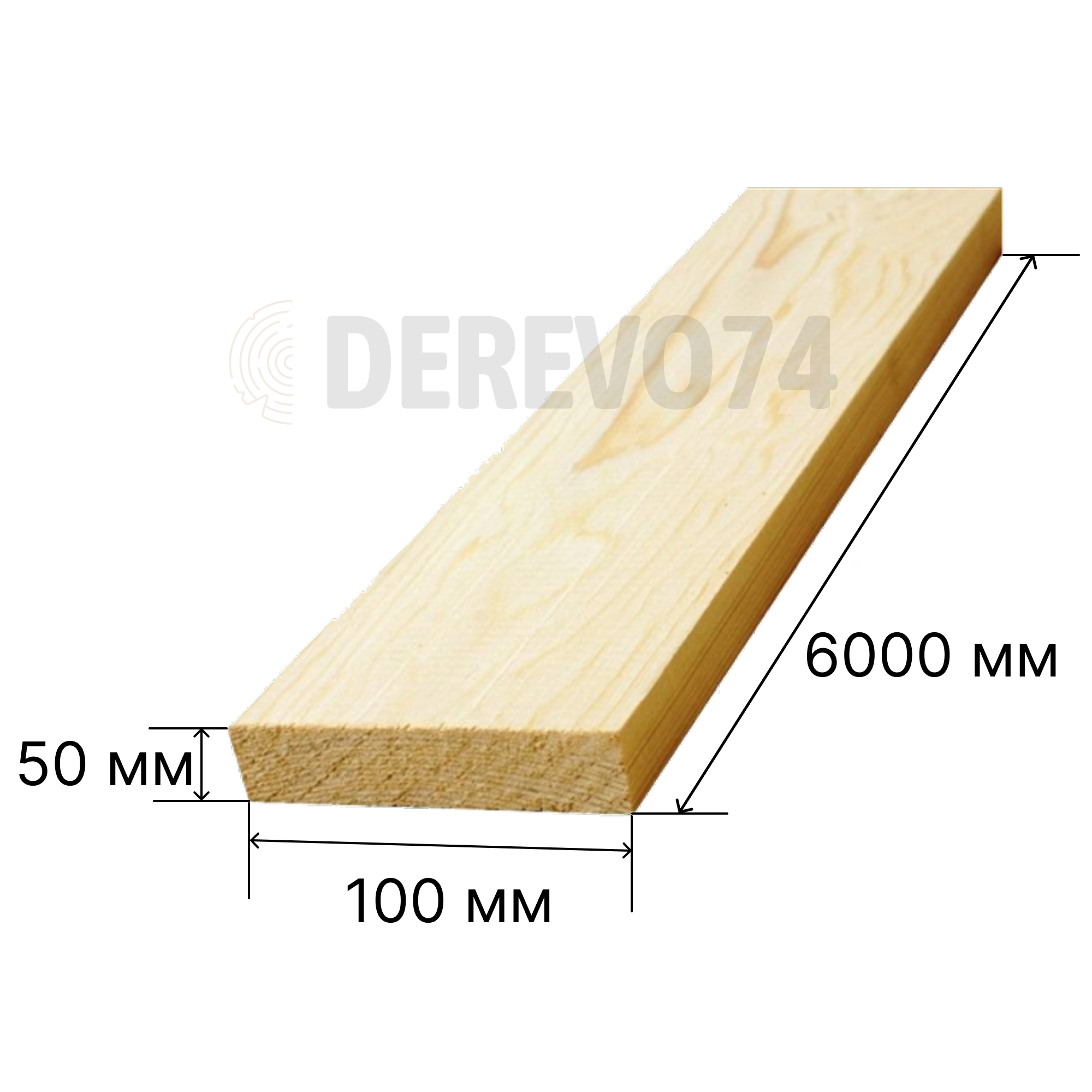 Доска обрезная 50*100*6000 мм, сосна